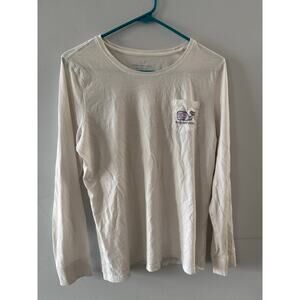Vineyard Vines Top Women's Medium White Whale Tee Long Sleeve Logo Beachy Cotton